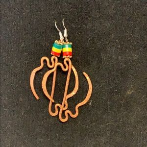 Handmade earrings made from natural materials.